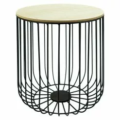 BAUHAUS Beistelltisch Ø X H: 30 X 38 Cm, Natur/Schwarz, Metall