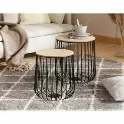 BAUHAUS Beistelltisch Ø X H: 30 X 38 Cm, Natur/Schwarz, Metall -BAUHAUS 12 1054