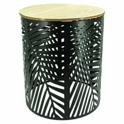 BAUHAUS Beistelltisch Metalltonne Blume Ø X H: 39 X 45 Cm, Metall, Schwarz