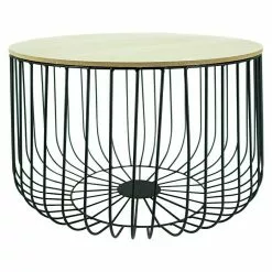 BAUHAUS Beistelltisch Ø X H: 63 X 37 Cm, Natur/Schwarz, Metall