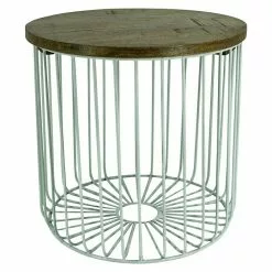 BAUHAUS Beistelltisch Ø X H: 35 X 37 Cm, Natur/Weiß, Mangoholz