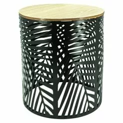 BAUHAUS Beistelltisch Metalltonne Blume Ø X H: 35 X 40 Cm, Metall, Schwarz