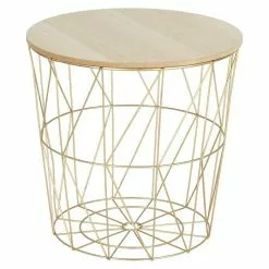 BAUHAUS Beistelltisch Ø X H: 38,5 X 39 Cm, Mitteldichte Holzfaserplatte (MDF), Gold/Natur