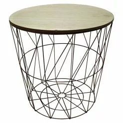 BAUHAUS Beistelltisch Ø X H: 29 X 31 Cm, Mitteldichte Holzfaserplatte (MDF), Kupfer/Natur