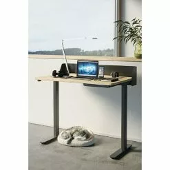 BAUHAUS Häfele Schreibtisch Job L B X L: 120 X 80 Cm, Höhenverstellung: 62,5 Cm - 127,5 Cm, Farbe Gestell: Weiß, Farbe Tischplatte: Schwarz