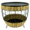 BAUHAUS Beistelltisch Polyrattan Ø X H: 40 X 30 Cm, Natur/Schwarz