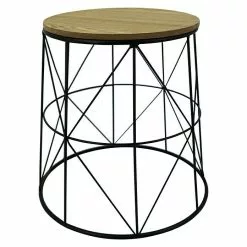 BAUHAUS Beistelltisch Ø X H: 35 X 36 Cm, Schwarz/Natur, Mangoholz