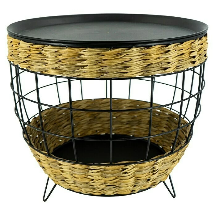 BAUHAUS Beistelltisch Polyrattan Ø X H: 50 X 45 Cm, Natur/Schwarz 1 BAUHAUS Beistelltisch Polyrattan Ø X H: 50 X 45 Cm, Natur/Schwarz
