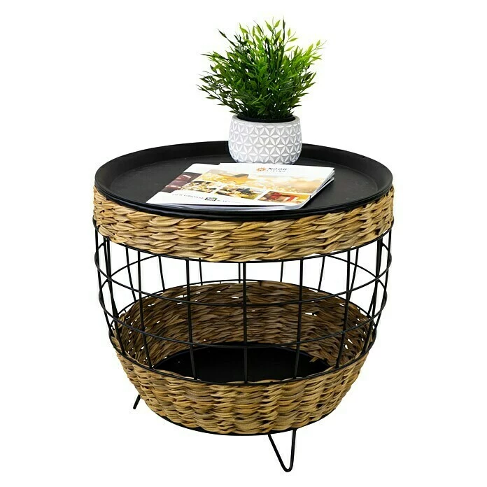BAUHAUS Beistelltisch Polyrattan Ø X H: 50 X 45 Cm, Natur/Schwarz 2 BAUHAUS Beistelltisch Polyrattan Ø X H: 50 X 45 Cm, Natur/Schwarz – Bild 2