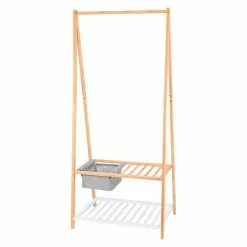 BAUHAUS Garderobenständer L X B X H: 45 X 70 X 160 Cm, Bambus/Weiß