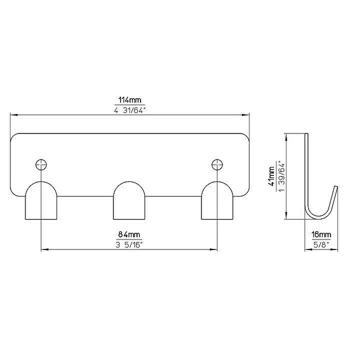 BAUHAUS Siro Hakenleiste L X H: 114 X 41 Mm, Anzahl Haken: 3 Stk., Vernickelt 5 BAUHAUS Siro Hakenleiste L X H: 114 X 41 Mm, Anzahl Haken: 3 Stk., Vernickelt – Bild 5