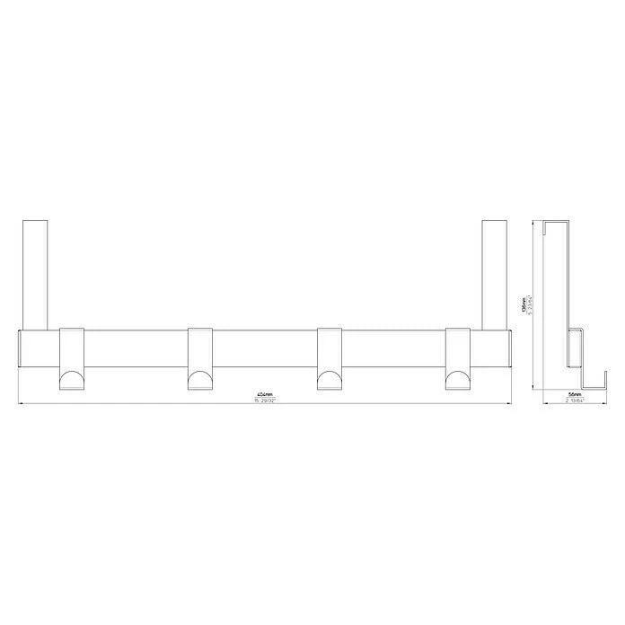 BAUHAUS Siro Türgarderobe 1443 Chrom L X H: 404 X 51 Mm, Anzahl Haken: 4 Stk., Verchromt 6 BAUHAUS Siro Türgarderobe 1443 Chrom L X H: 404 X 51 Mm, Anzahl Haken: 4 Stk., Verchromt – Bild 6