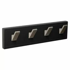 BAUHAUS Nesu Garderobenleiste L X B X H: 40,3 X 5,5 X 10,3 Cm, Anzahl Haken: 4 Stk., Schwarz, Leder