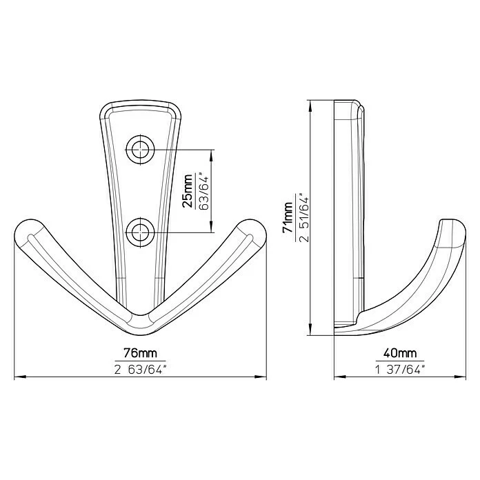BAUHAUS Siro Garderobenhaken 1654/ZN21 L X B X H: 76 X 71 X 40 Mm, Anzahl Haken: 1 Stk. 5 BAUHAUS Siro Garderobenhaken 1654/ZN21 L X B X H: 76 X 71 X 40 Mm, Anzahl Haken: 1 Stk. – Bild 5