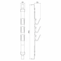 BAUHAUS Siro Wand- & Türgarderobenleiste H206/A3ZN1V1B L X B X H: 25 X 2.080 X 37 Mm, Anzahl Haken: 3 Stk., Schwarz -BAUHAUS 12 1665