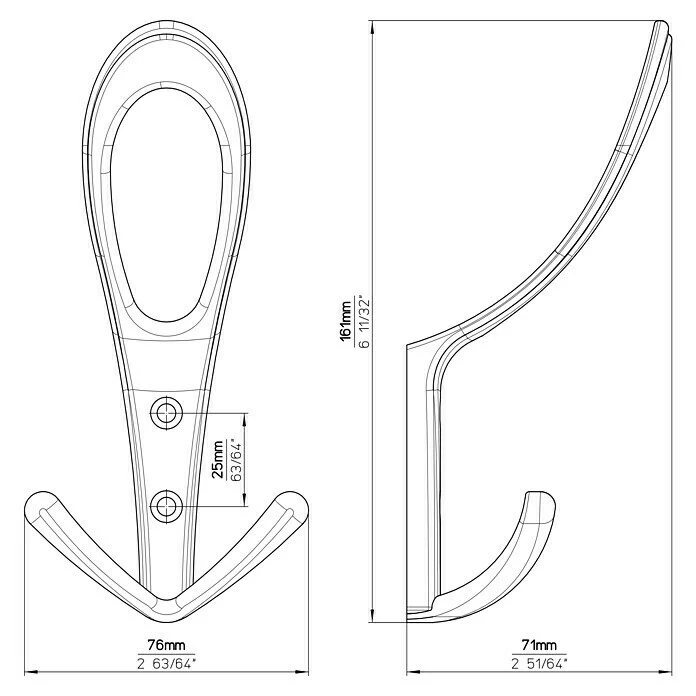BAUHAUS Siro Garderobenhaken 1653/ZN21 L X B X H: 76 X 161 X 71 Mm, Anzahl Haken: 1 Stk. 5 BAUHAUS Siro Garderobenhaken 1653/ZN21 L X B X H: 76 X 161 X 71 Mm, Anzahl Haken: 1 Stk. – Bild 5