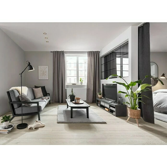 BAUHAUS Elbersdrucke Verdunkelungsvorhang Sundown Grau, B X H: 140 X 255 Cm, 100 % Polyester 4 BAUHAUS Elbersdrucke Verdunkelungsvorhang Sundown Grau, B X H: 140 X 255 Cm, 100 % Polyester – Bild 4