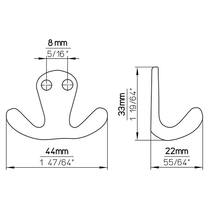 BAUHAUS Siro Garderobenhaken 1134PB13 L X B X H: 44 X 33 X 22 Mm, Anzahl Haken: 2 Stk. 5 BAUHAUS Siro Garderobenhaken 1134PB13 L X B X H: 44 X 33 X 22 Mm, Anzahl Haken: 2 Stk. – Bild 5