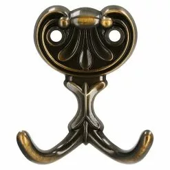 BAUHAUS Siro Garderobenhaken L X B X H: 56 X 66 X 20 Mm, Anzahl Haken: 2 Stk., Messing Antik -BAUHAUS 12 1935