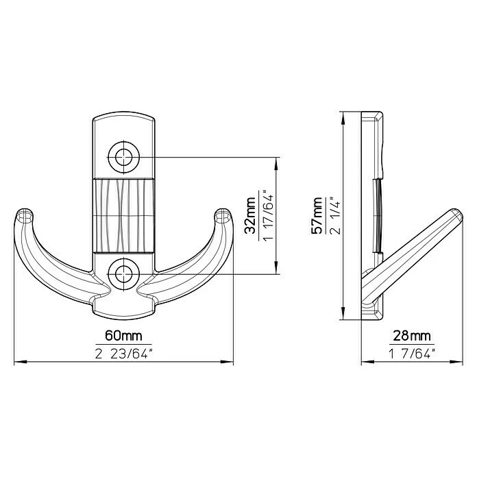 BAUHAUS Siro Garderobenhaken 2214/ZN29 L X B X H: 60 X 148 X 66 Mm, Anzahl Haken: 1 Stk. 5 BAUHAUS Siro Garderobenhaken 2214/ZN29 L X B X H: 60 X 148 X 66 Mm, Anzahl Haken: 1 Stk. – Bild 5