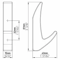 BAUHAUS Siro Garderobenhaken 2432/ZN75 L X B X H: 15 X 81 X 40 Mm, Anzahl Haken: 1 Stk. -BAUHAUS 12 2103