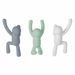 BAUHAUS Kleiderhaken Buddy 7,5 X 16,8 Cm, Weiß/Grau/Grün, Traglast: 2,2 Kg/Haken