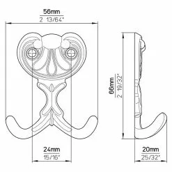 BAUHAUS Siro Garderobenhaken L X B X H: 56 X 66 X 20 Mm, Anzahl Haken: 1 Stk., Eisen Antik -BAUHAUS 12 2123