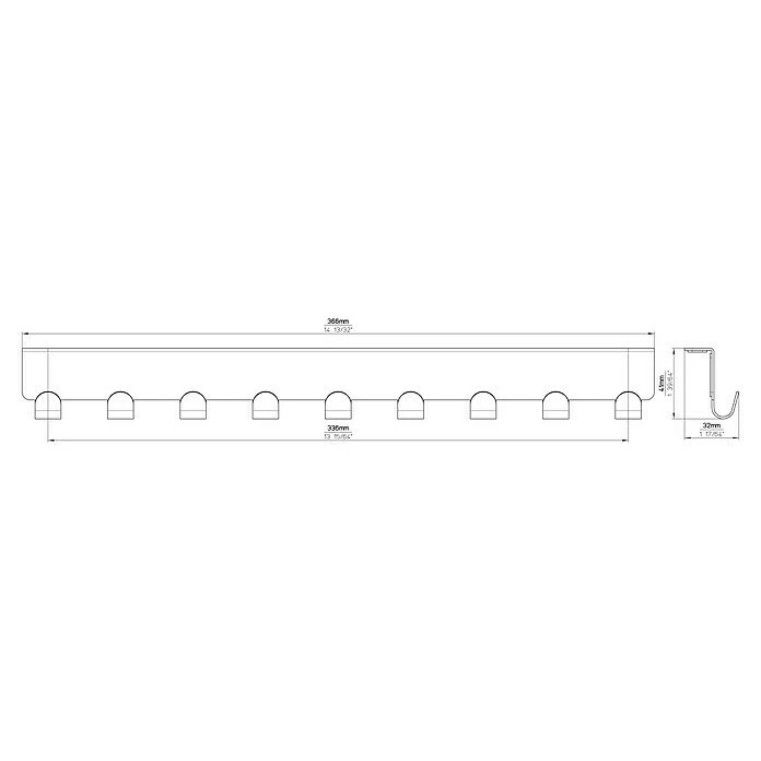 BAUHAUS Siro Türgarderobe 2303 L X H: 366 X 41 Mm, Anzahl Haken: 9 Stk., Vernickelt 5 BAUHAUS Siro Türgarderobe 2303 L X H: 366 X 41 Mm, Anzahl Haken: 9 Stk., Vernickelt – Bild 5