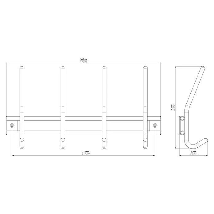 BAUHAUS Siro Garderobenleiste 2196-300N1V L X B X H: 300 X 160 X 50 Mm, Anzahl Haken: 4 Stk. 5 BAUHAUS Siro Garderobenleiste 2196-300N1V L X B X H: 300 X 160 X 50 Mm, Anzahl Haken: 4 Stk. – Bild 5