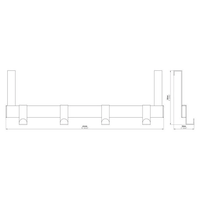 BAUHAUS Garderobenleiste L X B X H: 404 X 51 X 138 Mm, Anzahl Haken: 4 3 BAUHAUS Garderobenleiste L X B X H: 404 X 51 X 138 Mm, Anzahl Haken: 4 – Bild 3