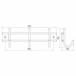 BAUHAUS Siro Garderobenleiste 220N1V1E L X B X H: 220 X 80 X 50 Mm, Anzahl Haken: 3 Stk., Silber -BAUHAUS 12 2380