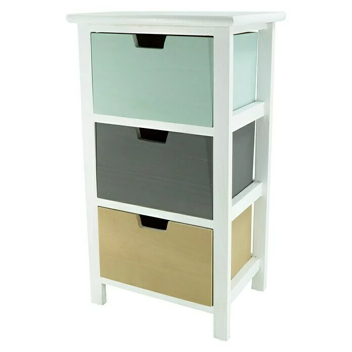 BAUHAUS Kommode L X B X H: 25 X 34 X 62 Cm, Weiß/Bunt, Anzahl Schubladen: 3 Stk. 1 BAUHAUS Kommode L X B X H: 25 X 34 X 62 Cm, Weiß/Bunt, Anzahl Schubladen: 3 Stk.