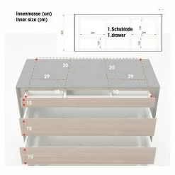 BAUHAUS Phönix Playboy Kommode Victoria L X B X H: 42 X 100 X 92 Cm, Nussbaum, Anzahl Schubladen: 4 Stk. -BAUHAUS 12 2460