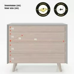 BAUHAUS Phönix Playboy Kommode Victoria L X B X H: 42 X 100 X 92 Cm, Nussbaum, Anzahl Schubladen: 4 Stk. -BAUHAUS 12 2461