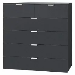 BAUHAUS Express Möbel Kommode Carina L X B X H: 42 X 100 X 100 Cm, Schwarz, Anzahl Schubladen: 6 Stk.
