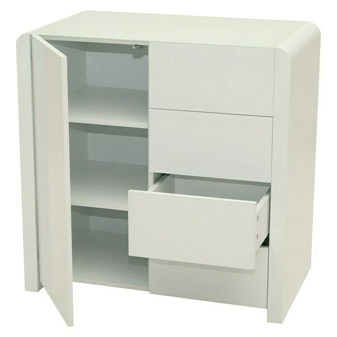 BAUHAUS Phönix Atlanta Kommode L X B X H: 45 X 78,5 X 78,8 Cm, Weiß, Mit Tür, Anzahl Schubladen: 4 Stk. 3 BAUHAUS Phönix Atlanta Kommode L X B X H: 45 X 78,5 X 78,8 Cm, Weiß, Mit Tür, Anzahl Schubladen: 4 Stk. – Bild 3