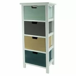 BAUHAUS Kommode L X B X H: 25 X 34 X 79 Cm, Weiß/Bunt, Anzahl Schubladen: 4 Stk.