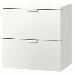 BAUHAUS Express Möbel Nachttisch Carina L X B X H: 42 X 40 X 42 Cm, Weiß, Anzahl Schubladen: 2 Stk.