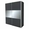 BAUHAUS Express Möbel Schwebetürenschrank Stars B X T X H: 200 X 68 X 236 Cm, Farbe Griff: Alufarben, Farbe Front: Graphit/Grauspiegel Mittig, Farbe Korpus: Graphit