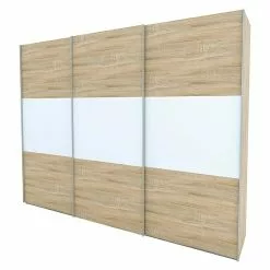 BAUHAUS Express Möbel Schwebetürenschrank Stars B X T X H: 300 X 68 X 236 Cm, Farbe Front: Eiche Sonoma/Weiß, Farbe Korpus: Eiche Sonoma