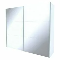 BAUHAUS Express Möbel Schwebetürenschrank Stars B X T X H: 250 X 68 X 216 Cm, Farbe Griff: Aluminiumfarben, Farbe Front: Weißglas, Farbe Korpus: Weiß