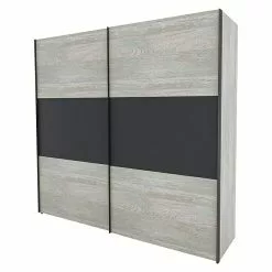 BAUHAUS Express Möbel Schwebetürenschrank Stars B X T X H: 250 X 68 X 236 Cm, Farbe Griff: Graphitfarben, Farbe Front: Platin Eiche/Graphit, Farbe Korpus: Platin Eiche