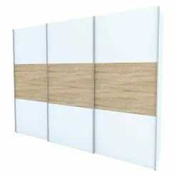 BAUHAUS Express Möbel Schwebetürenschrank Stars B X T X H: 300 X 68 X 236 Cm, Farbe Griff: Aluminiumfarben, Farbe Front: Weiß/Eiche Sonoma, Farbe Korpus: Weiß