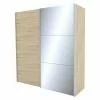 BAUHAUS Express Möbel Schwebetürenschrank Stars B X T X H: 200 X 68 X 216 Cm, Farbe Griff: Aluminiumfarben, Farbe Front: Eiche Sonoma/Spiegel, Farbe Korpus: Eiche Sonoma