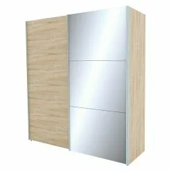 BAUHAUS Express Möbel Schwebetürenschrank Stars B X T X H: 200 X 68 X 216 Cm, Farbe Griff: Aluminiumfarben, Farbe Front: Eiche Sonoma/Spiegel, Farbe Korpus: Eiche Sonoma