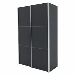 BAUHAUS Express Möbel Schwebetürenschrank Stars B X T X H: 150 X 68 X 236 Cm, Farbe Griff: Aluminiumfarben, Farbe Front: Graphit, Farbe Korpus: Graphit