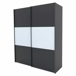 BAUHAUS Express Möbel Schwebetürenschrank Stars B X T X H: 200 X 68 X 236 Cm, Farbe Griff: Graphitfarben, Farbe Front: Graphit/Weiß, Farbe Korpus: Graphit