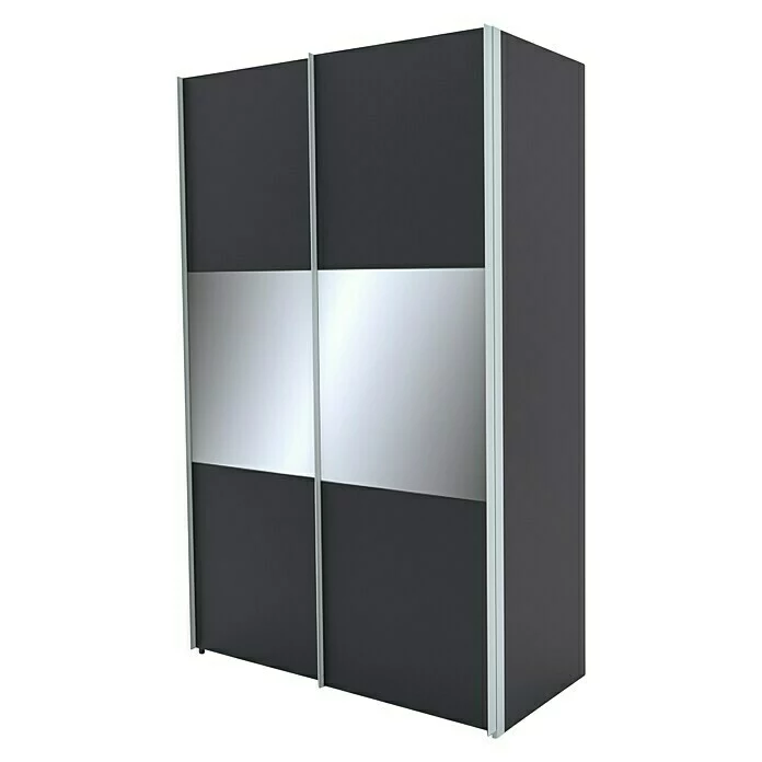 BAUHAUS Express Möbel Schwebetürenschrank Stars B X T X H: 150 X 68 X 236 Cm, Farbe Griff: Alufarben, Farbe Front: Graphit/Grauspiegel Mittig, Farbe Korpus: Graphit 1 BAUHAUS Express Möbel Schwebetürenschrank Stars B X T X H: 150 X 68 X 236 Cm, Farbe Griff: Alufarben, Farbe Front: Graphit/Grauspiegel Mittig, Farbe Korpus: Graphit