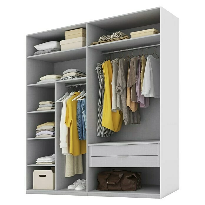 BAUHAUS Express Möbel Schwebetürenschrank Swift B X T X H: 200 X 68 X 216 Cm, Ohne Spiegel, Mit Zubehör, Farbe Front: Weiß/Basalt Horizontal, Farbe Korpus: Weiß 3 BAUHAUS Express Möbel Schwebetürenschrank Swift B X T X H: 200 X 68 X 216 Cm, Ohne Spiegel, Mit Zubehör, Farbe Front: Weiß/Basalt Horizontal, Farbe Korpus: Weiß – Bild 3