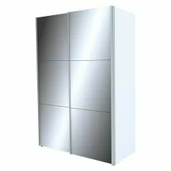 BAUHAUS Express Möbel Schwebetürenschrank Stars B X T X H: 150 X 68 X 216 Cm, Farbe Griff: Aluminiumfarben, Farbe Front: Spiegel, Farbe Korpus: Weiß